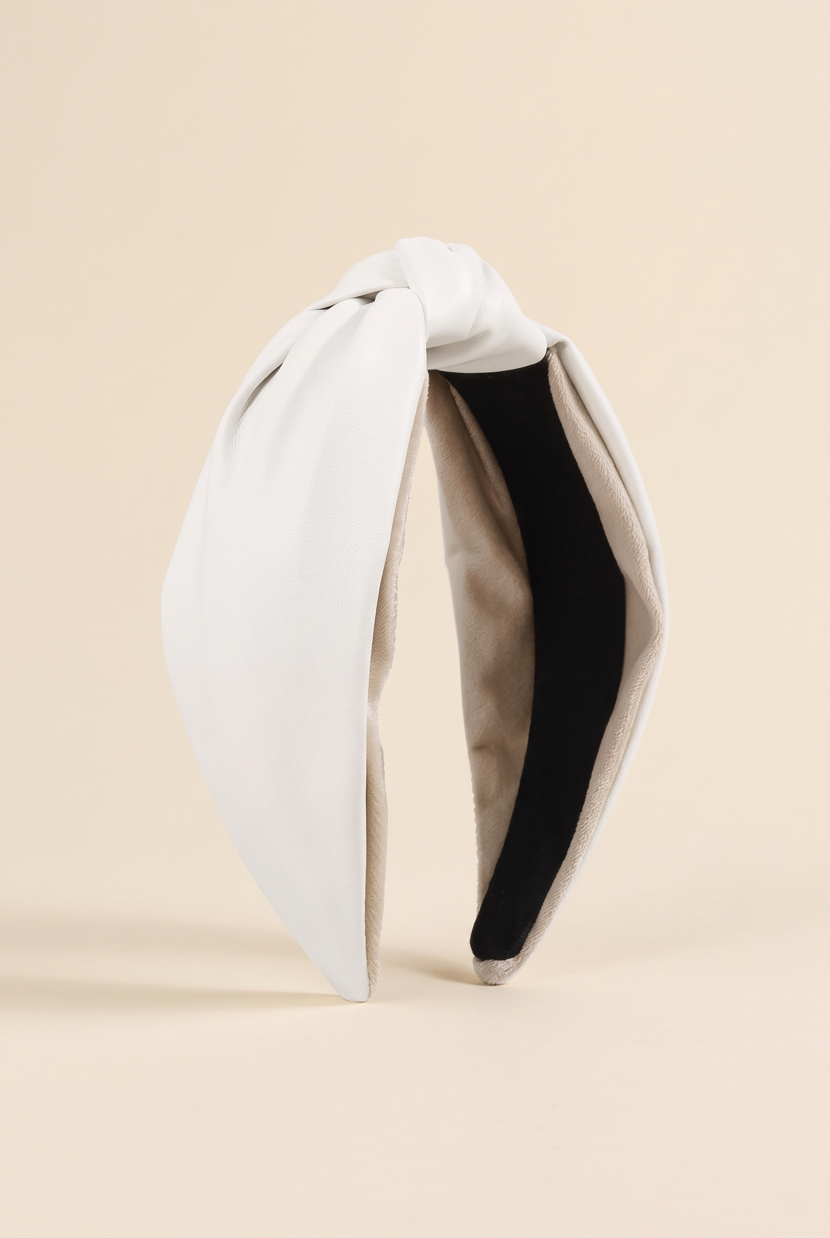 Florence Vegan Leather Headband, White still life