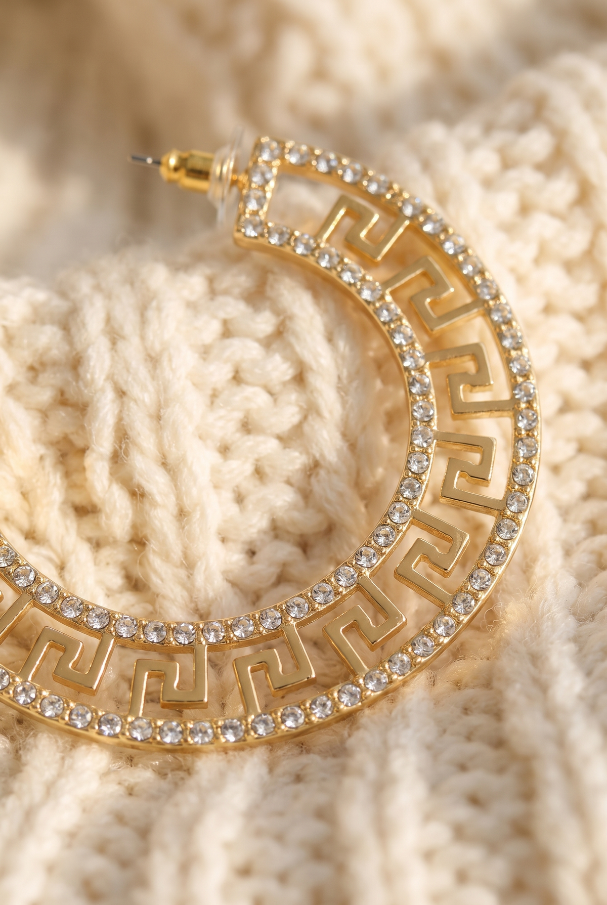 Greek Key Hoop Earrings, Detail