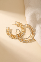 Greek Key Hoop Earrings, Still life