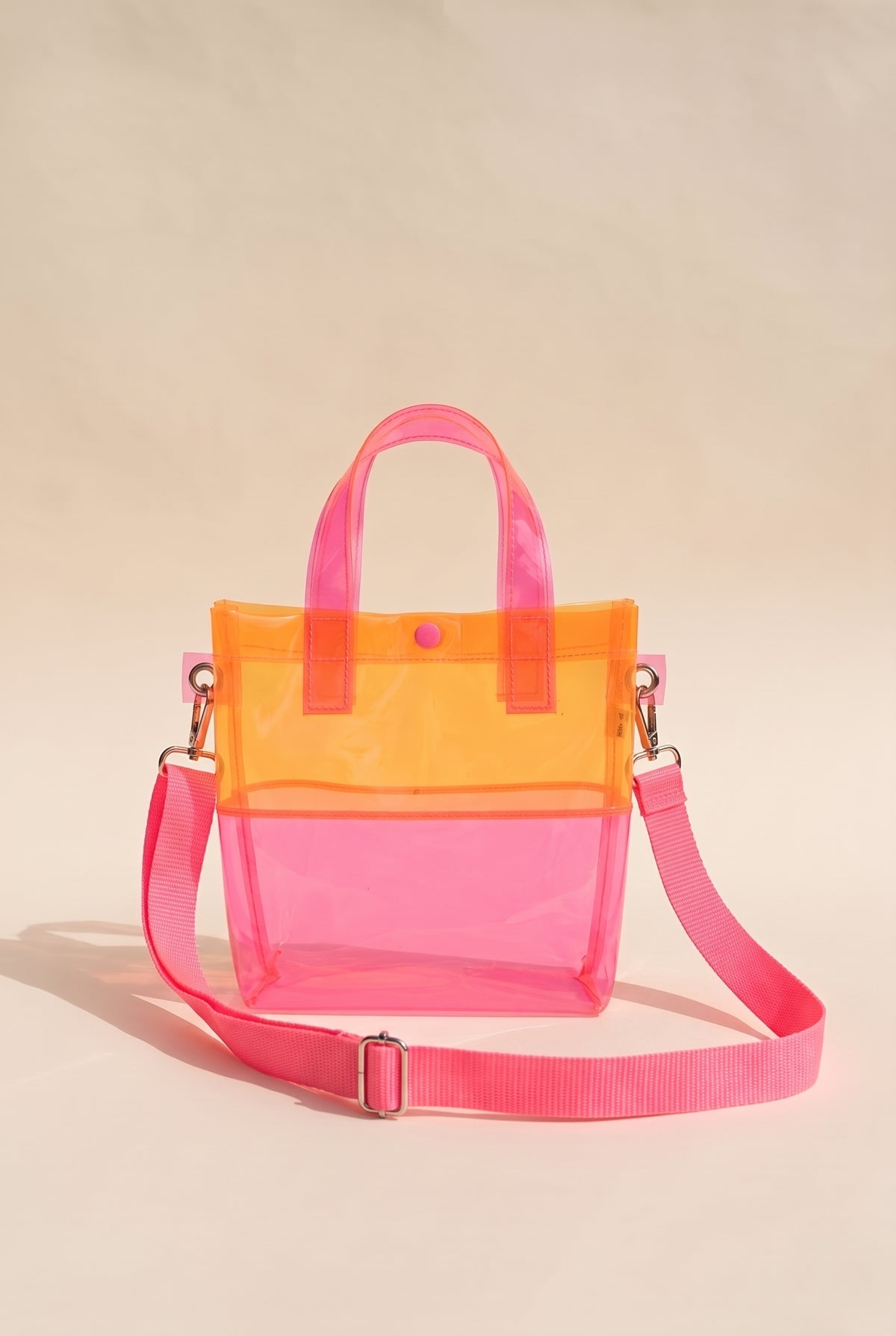 Aria Vinyl Handbag, Pink/Orange still life