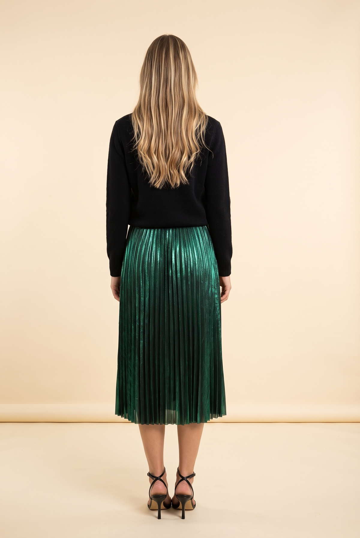 Hotline Bling Metallic Plated Midi Skirt, Back