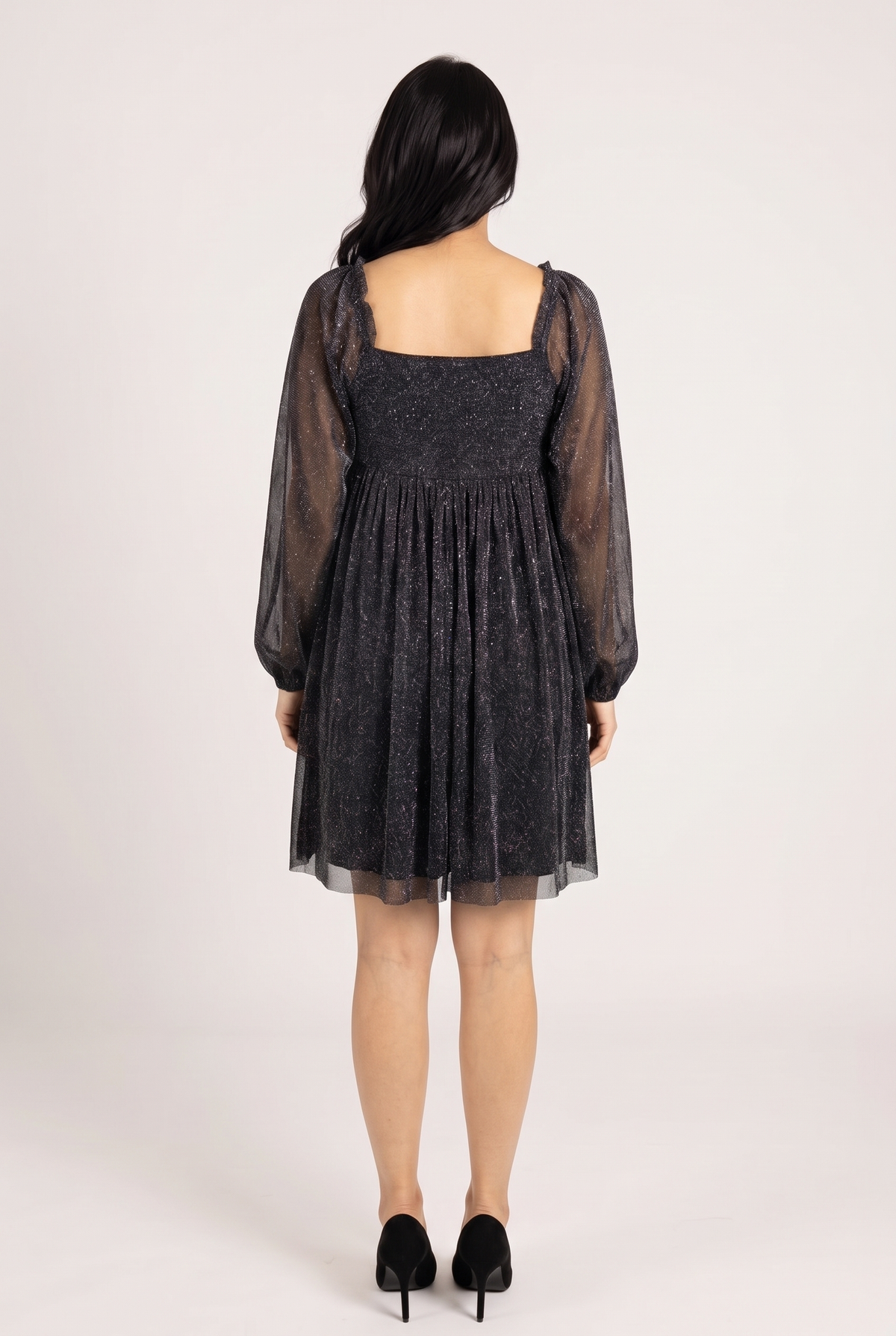 I Remember Everything Glitter Square Neck Babydoll Midi Dress, Back