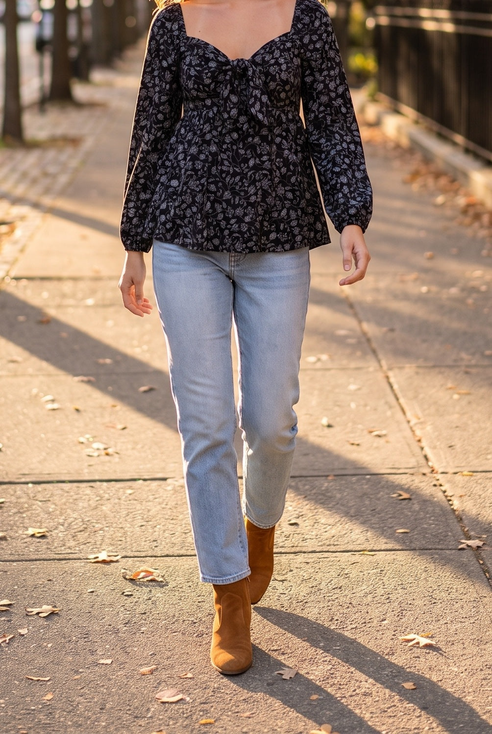 If I Loved You Tie Front Babydoll Long Sleeve Blouse, Fall street