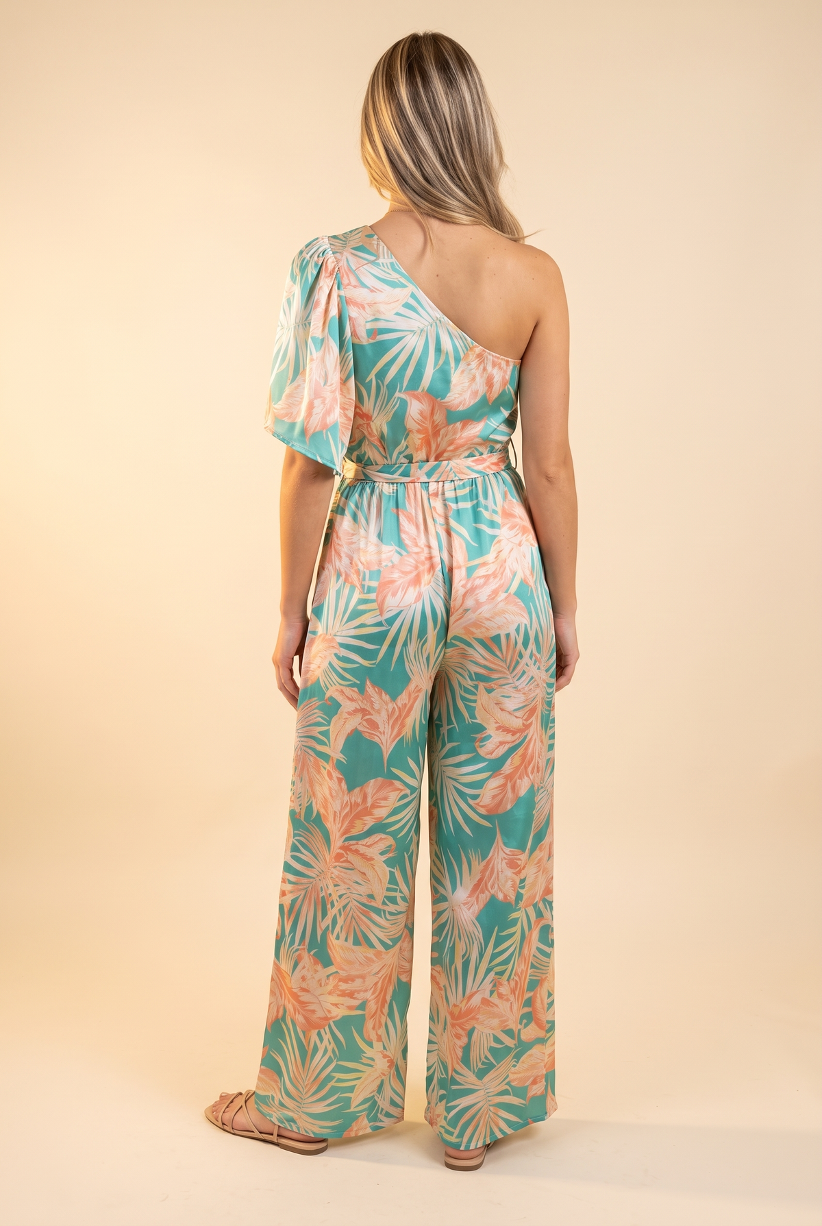 Island Life Turquoise Coral Jumpsuit, Back