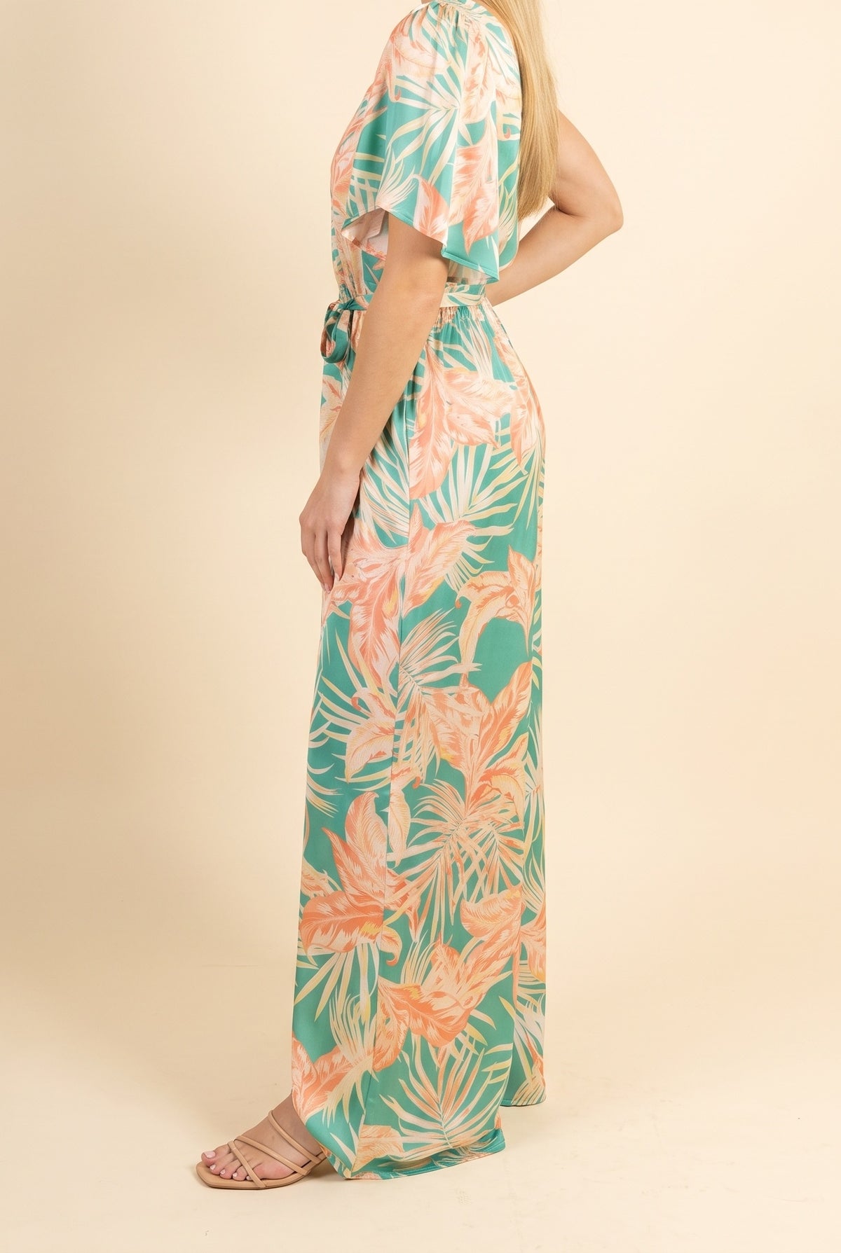 Island Life Turquoise Coral Jumpsuit, Side