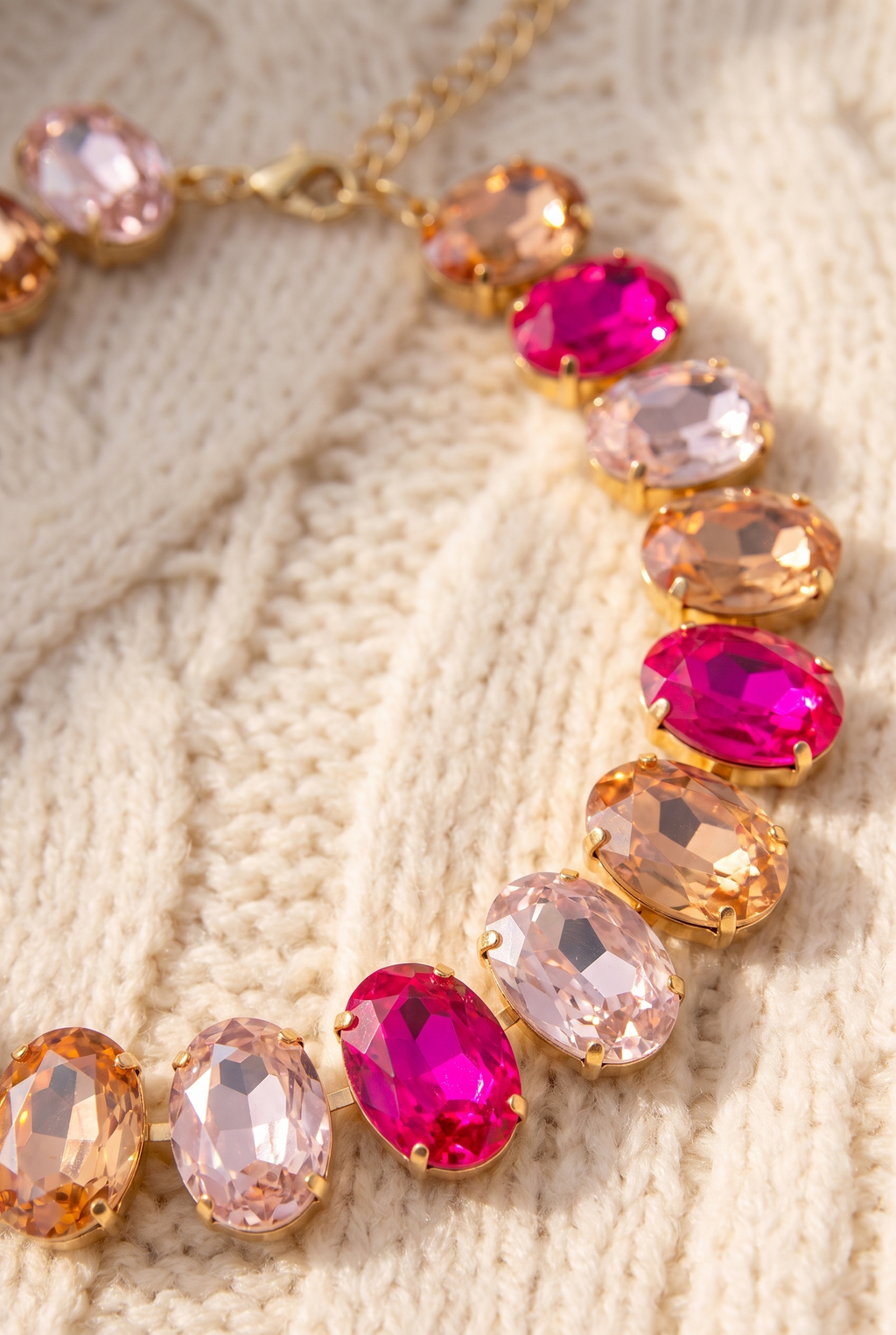 Jane Pink Radiance Crystal Necklace, Detail