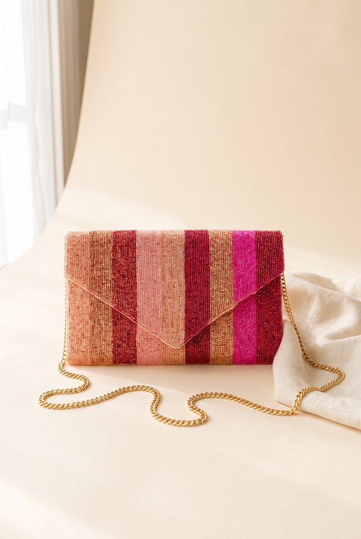 Jane Stripe Pink Clutch, Still life
