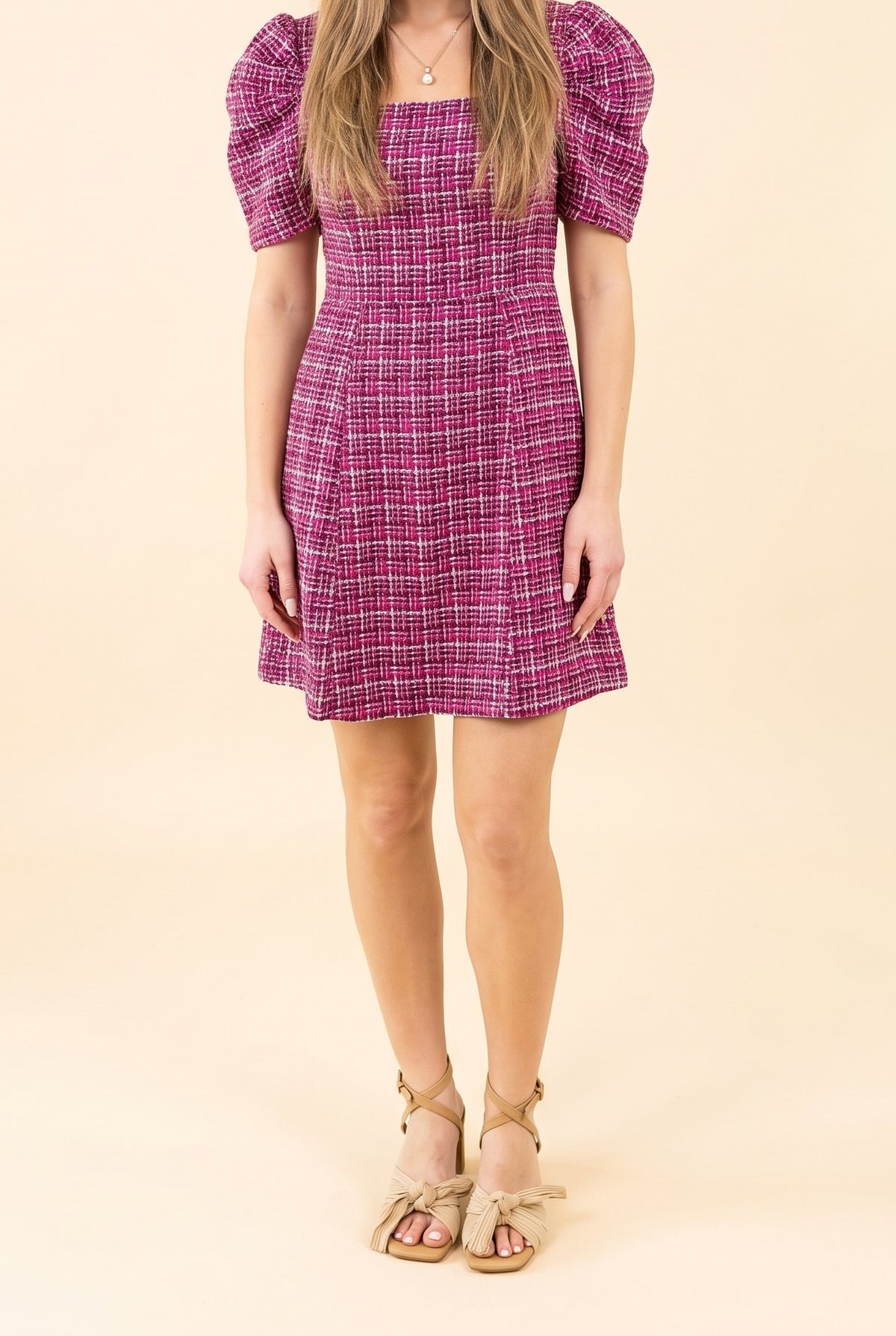 Jolly Molly Square Neck Puff Sleeve Dress, Front