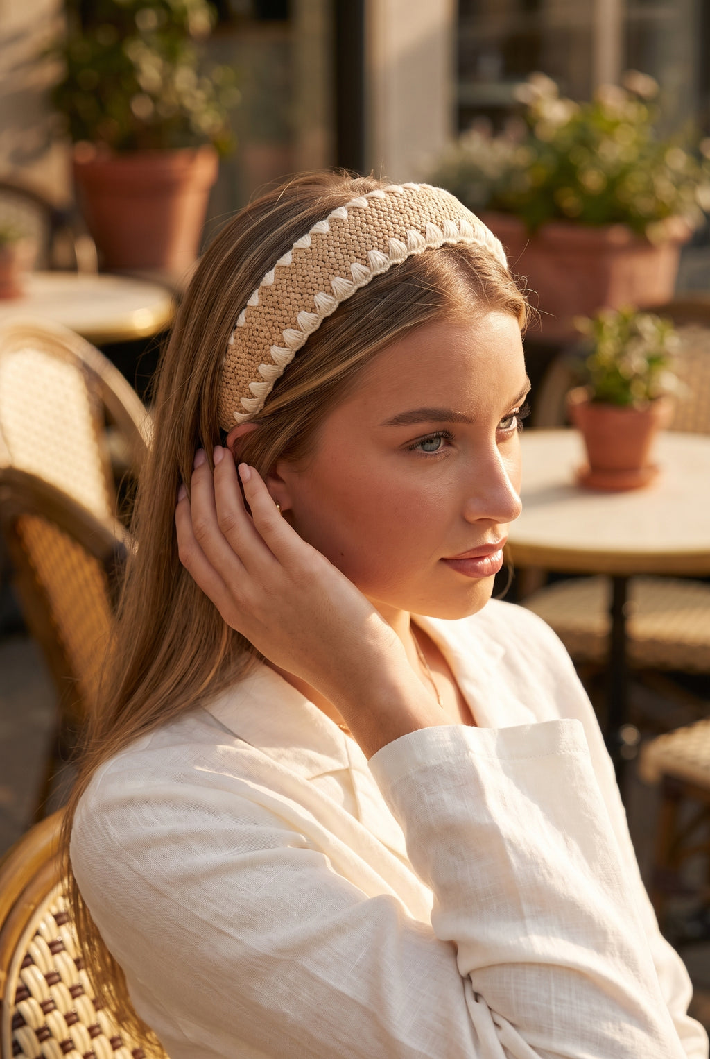 Julia Soft Braided Headband, Worn