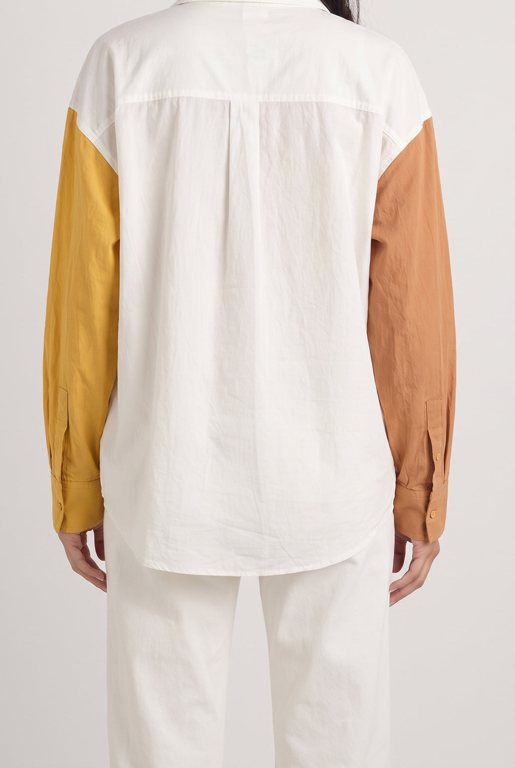 Just Chilling Color Block Button Down Boyfriend Shirt, Yellow back