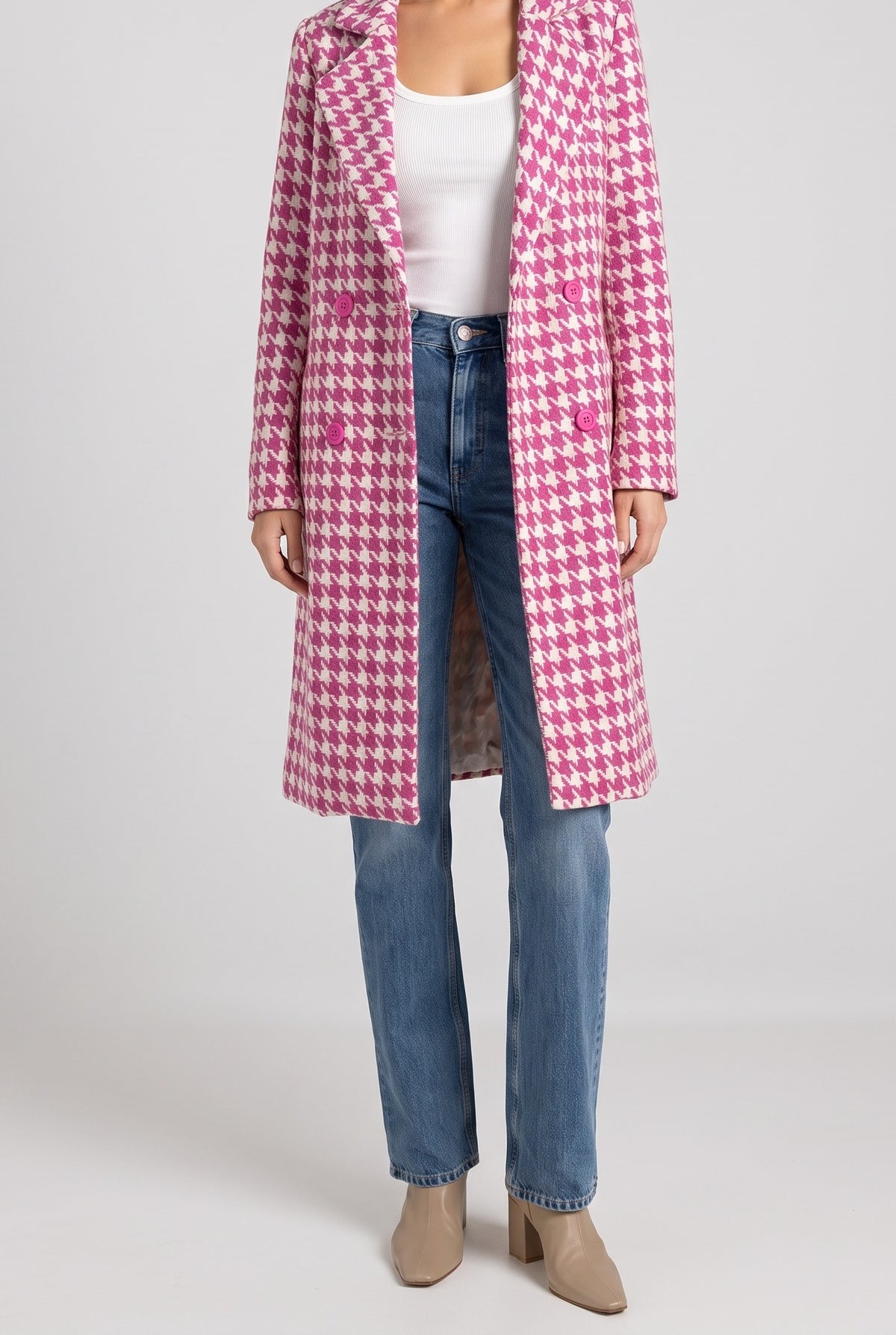 Just The Way You Are Double Breasted Long Coat, Front