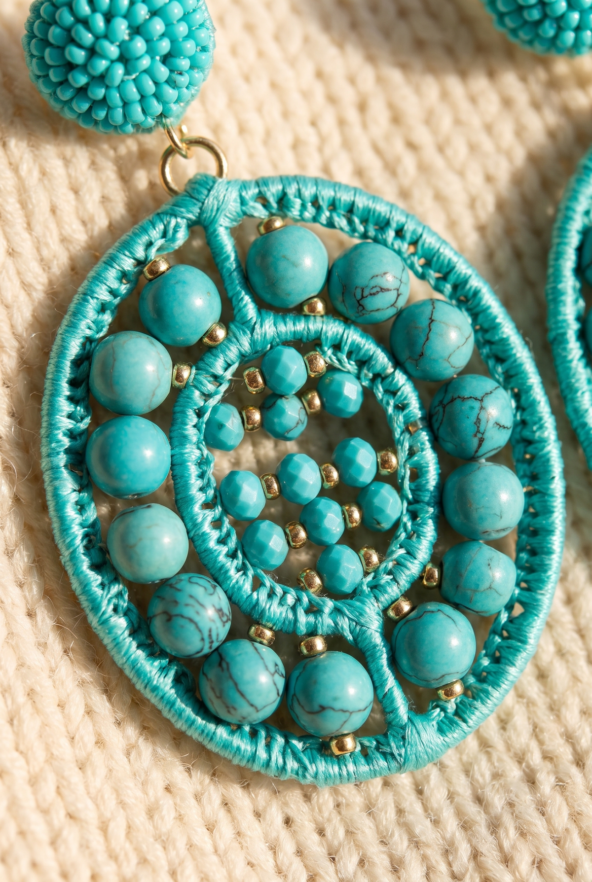 Lauren Aqua Earrings, Detail