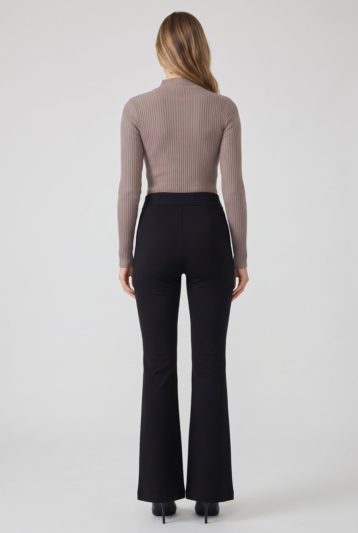 Lead From The Heart Low Rise V Shape Ponte Flare Pants, Back
