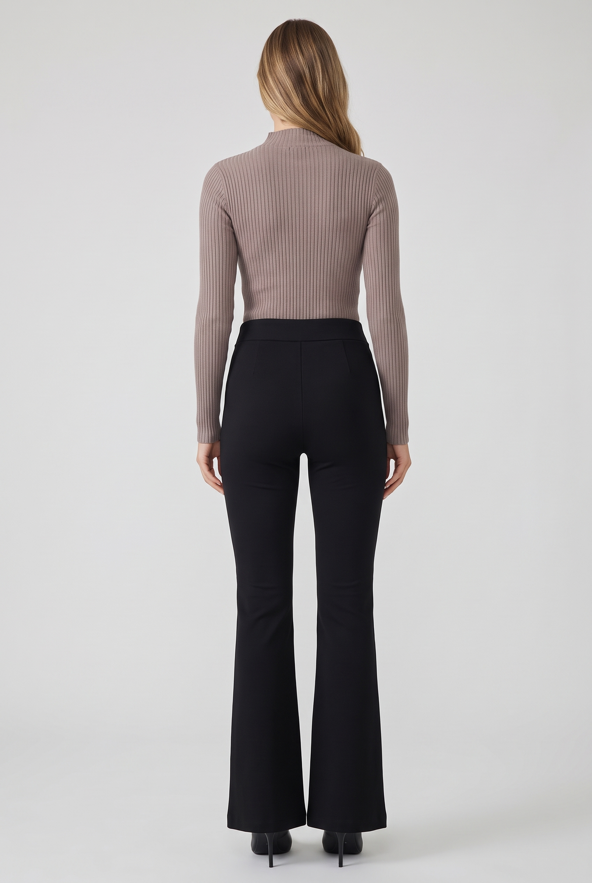 Lead From The Heart Low Rise V Shape Ponte Flare Pants, Back