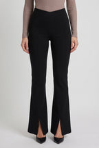 Lead From The Heart Low Rise V Shape Ponte Flare Pants, Close-up