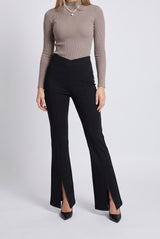 Lead From The Heart Low Rise V Shape Ponte Flare Pants, Front