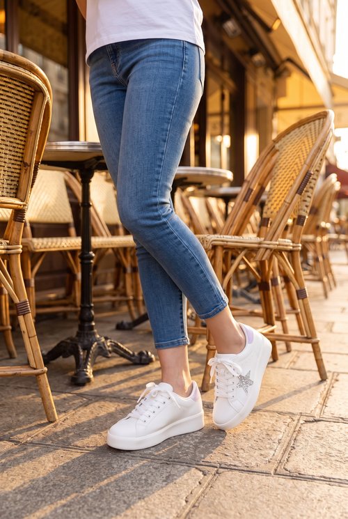 Let Her Go Starry Glitter Star Detail Sneakers, Lifestyle worn