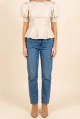 Let's Get It On Top Faux Leather Top, Front