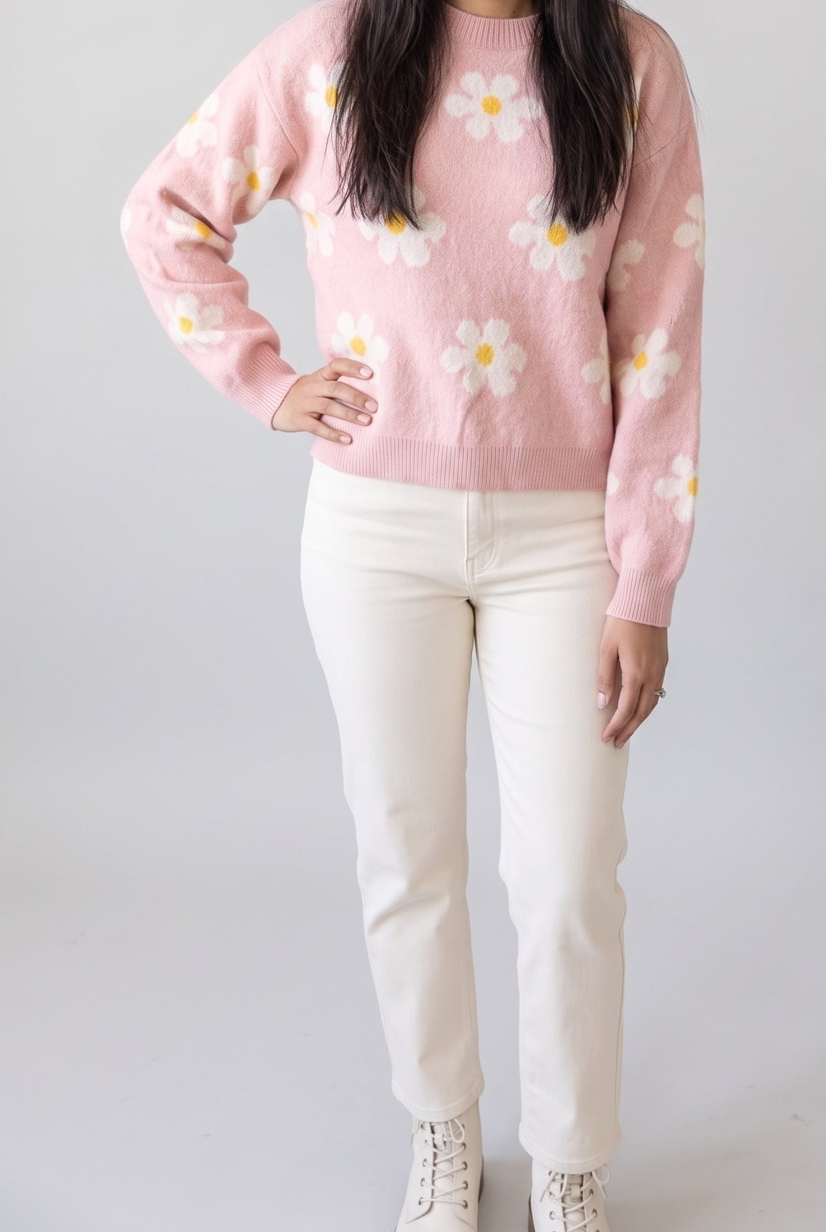 Let's Just Stay Floral Sweater, Close-up