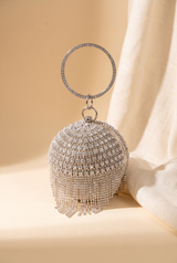 Londyn Round Rhinestone Fringe Bag, Still life