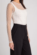 Look At Her Pearl Radiance Mesh Top, Side