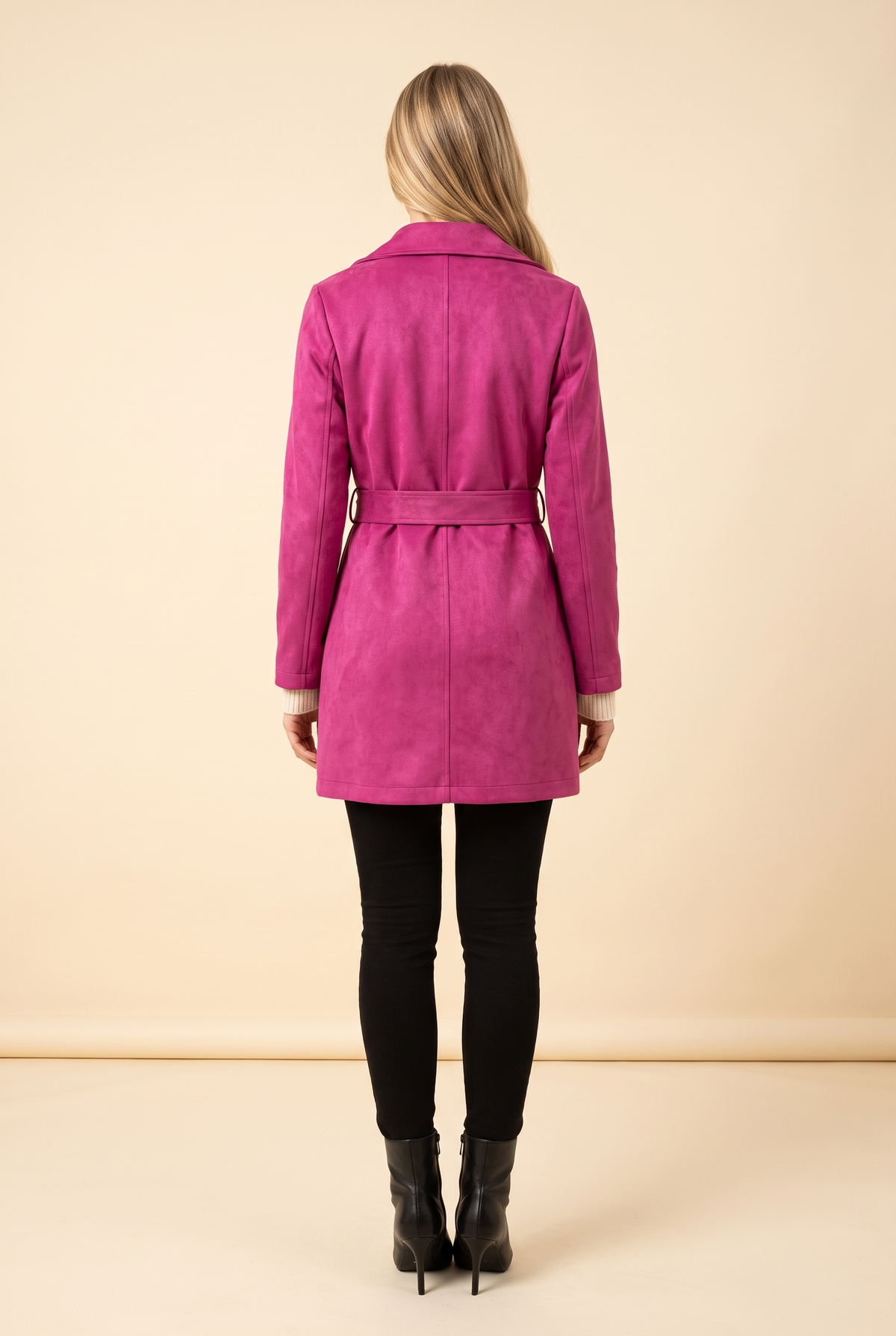 Love Me Like You Do Suede Double Breasted Trench Coat, Back