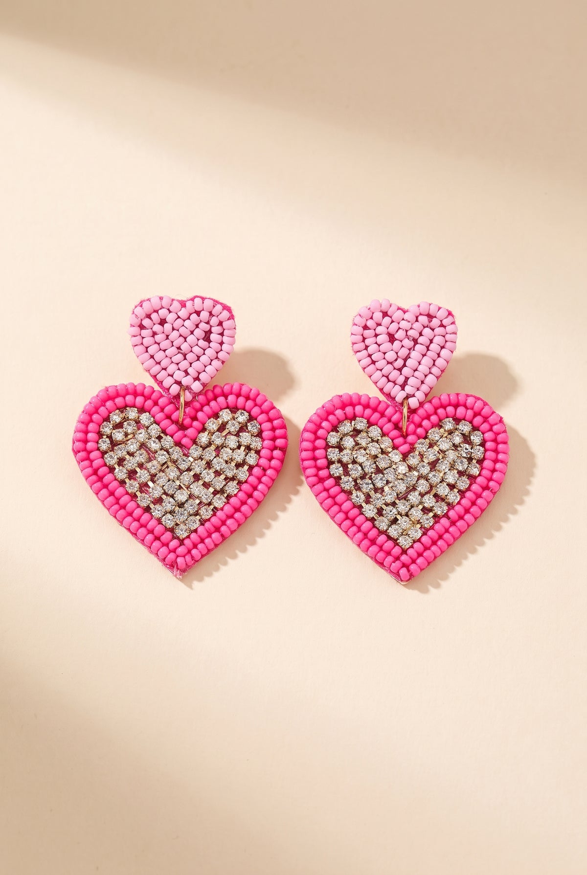 Loveleen Heart Earrings, Hot Pink still life