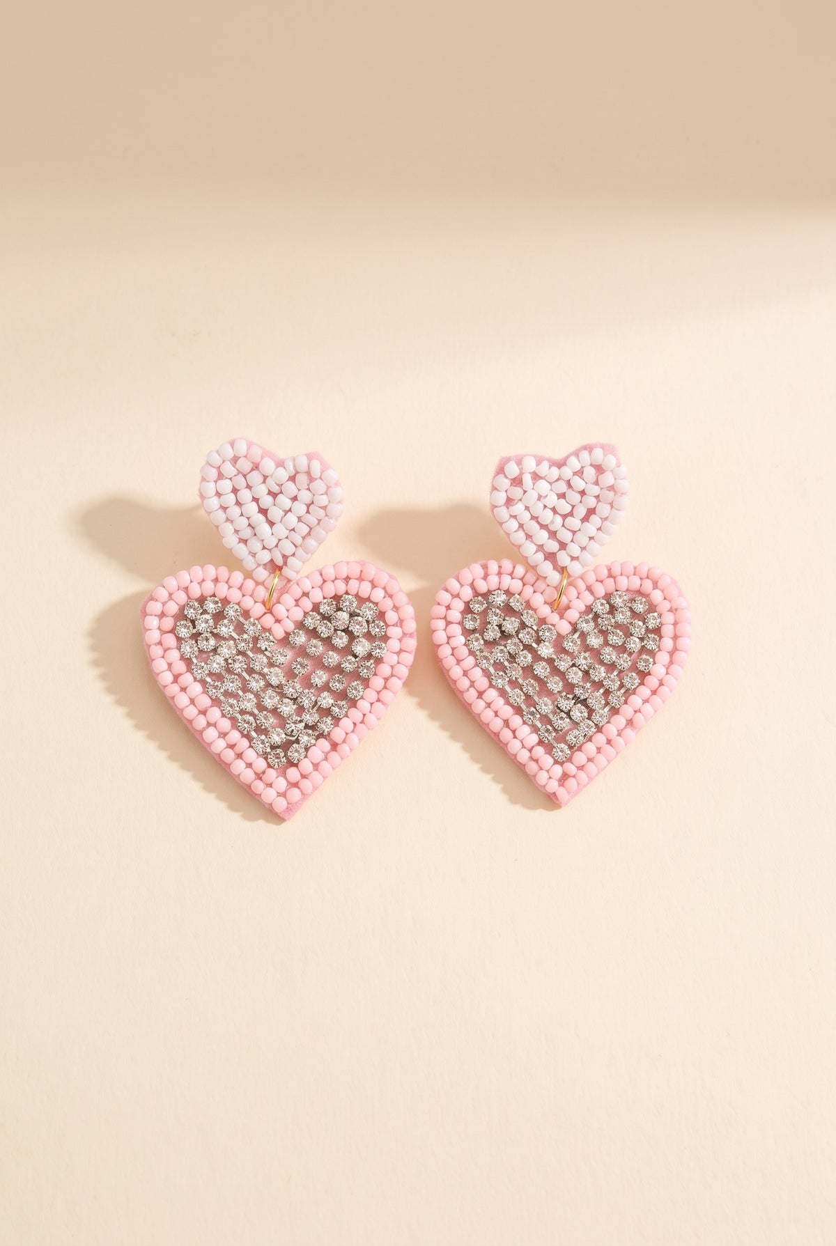 Loveleen Heart Earrings, Pink still life