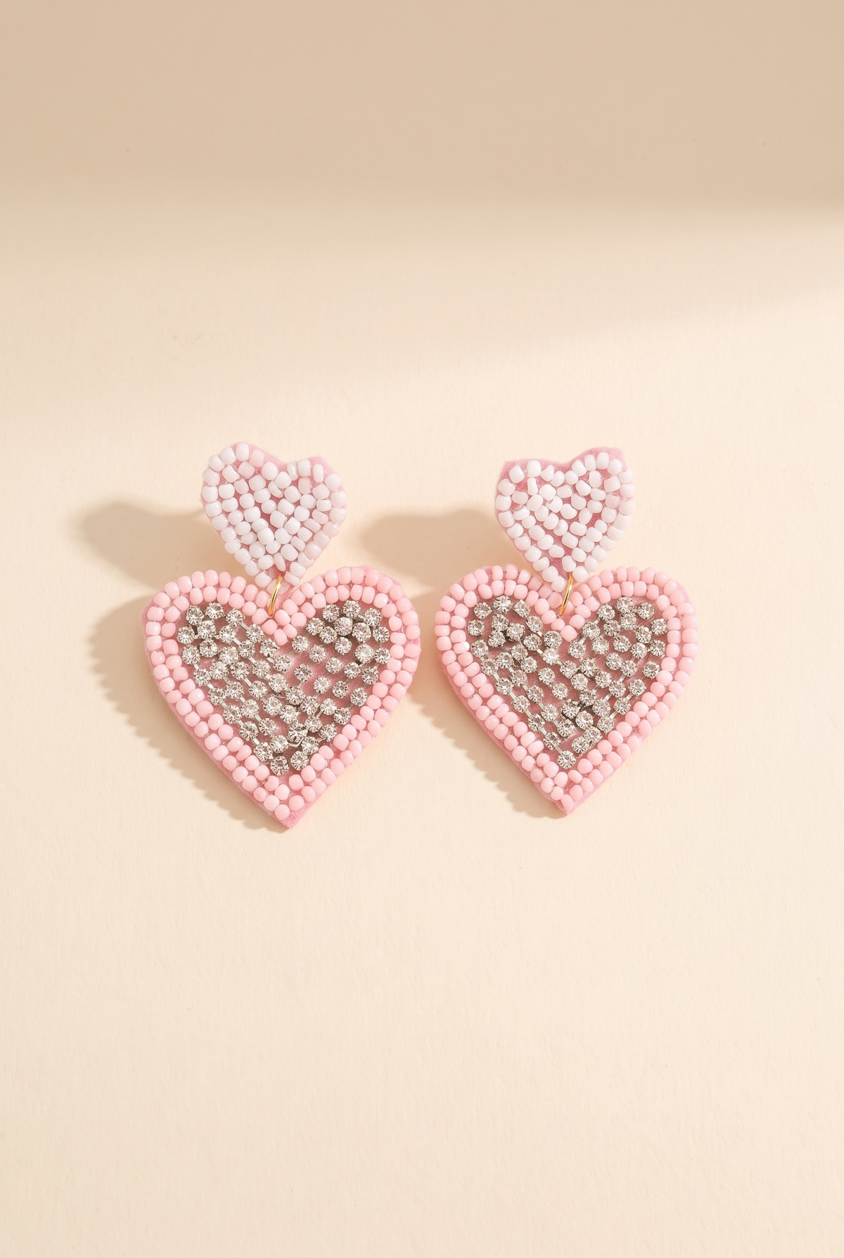 Loveleen Heart Earrings, Pink still life