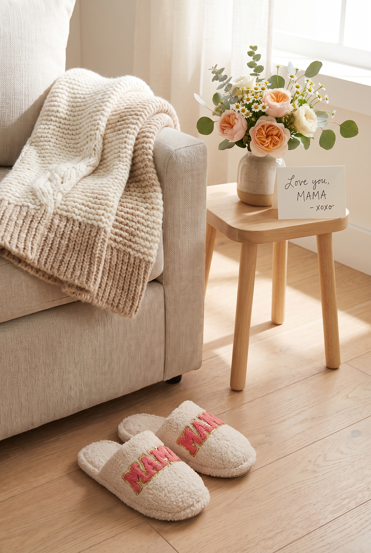 MAMA Chenille Patched Home Slippers, Lifestyle