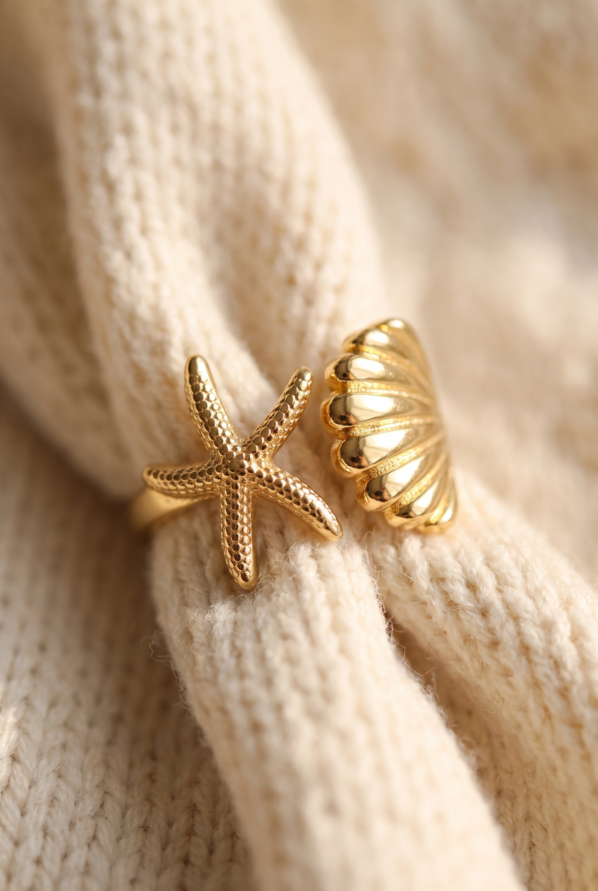 Maria Ocean Treasure Open Wrap Ring Gold, Detail