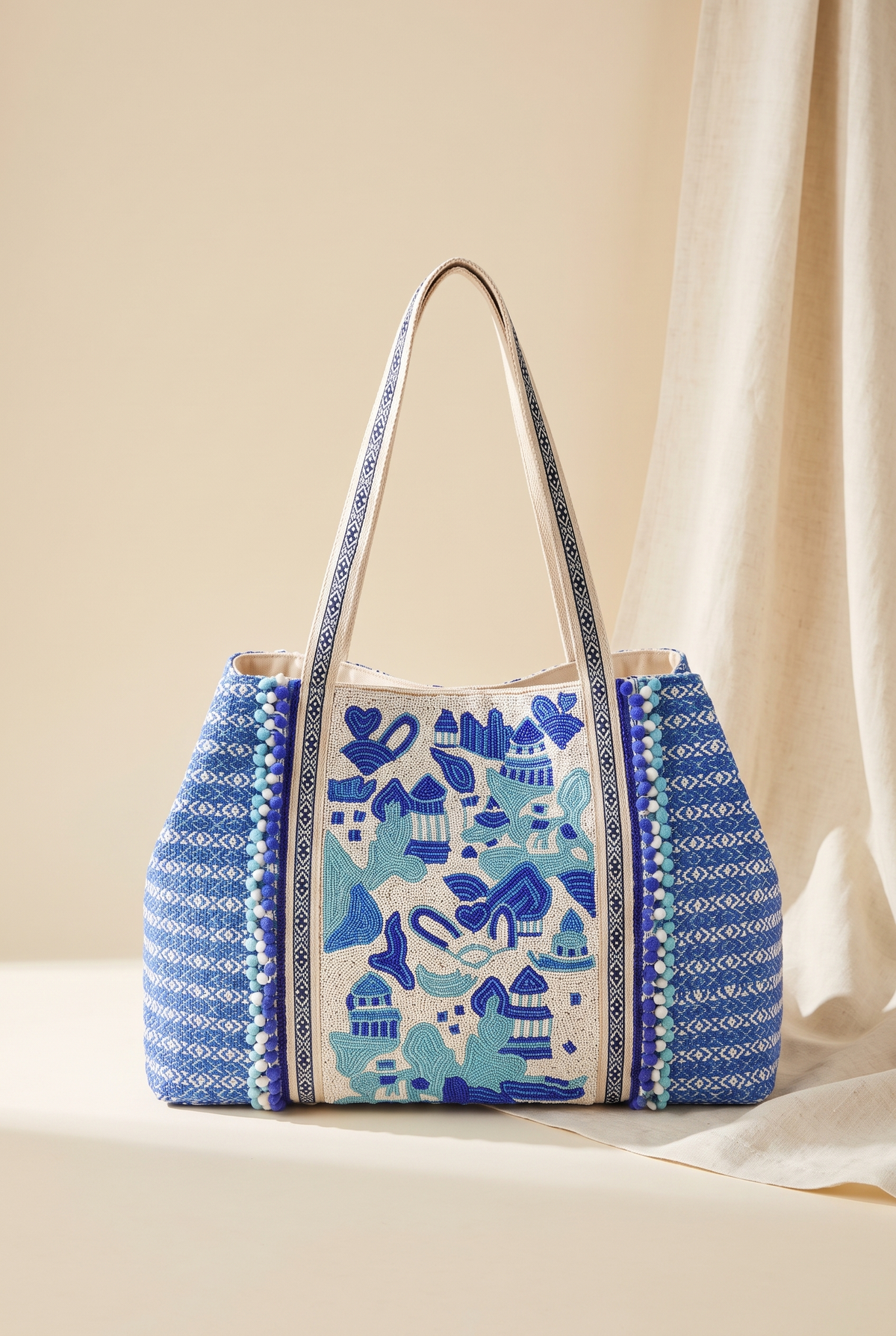 Marina Blue Embellished Tote, Still life