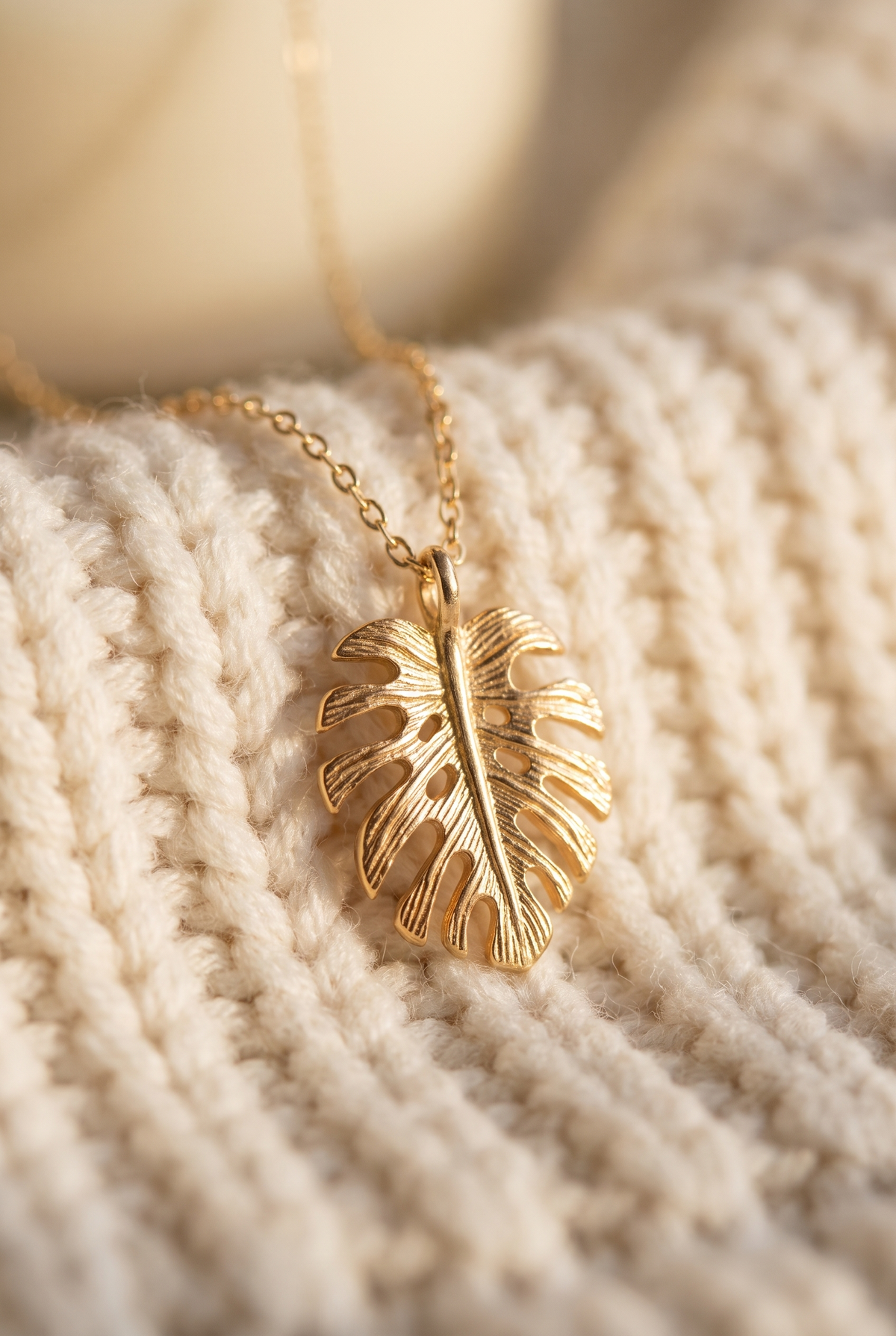Marina Palm Leaf Necklace, Detail