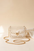 Metallic Studded Clear Handbag, Still life