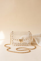 Metallic Studded Clear Handbag, Still life