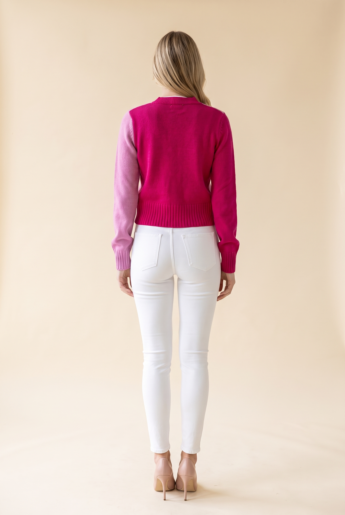 My Heart Will Go On Heart Button Sweater, Back