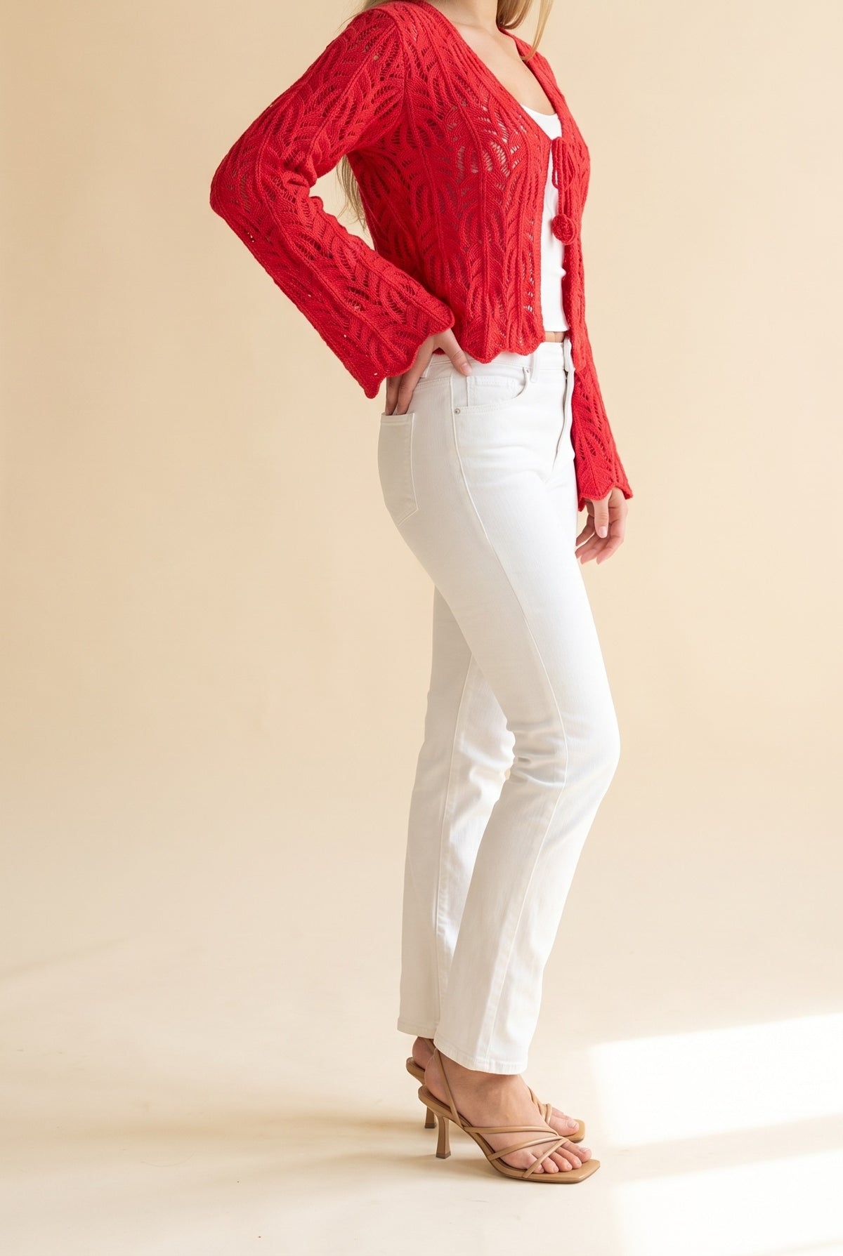 My One True Love Front Tie Knit Cardigan, Side