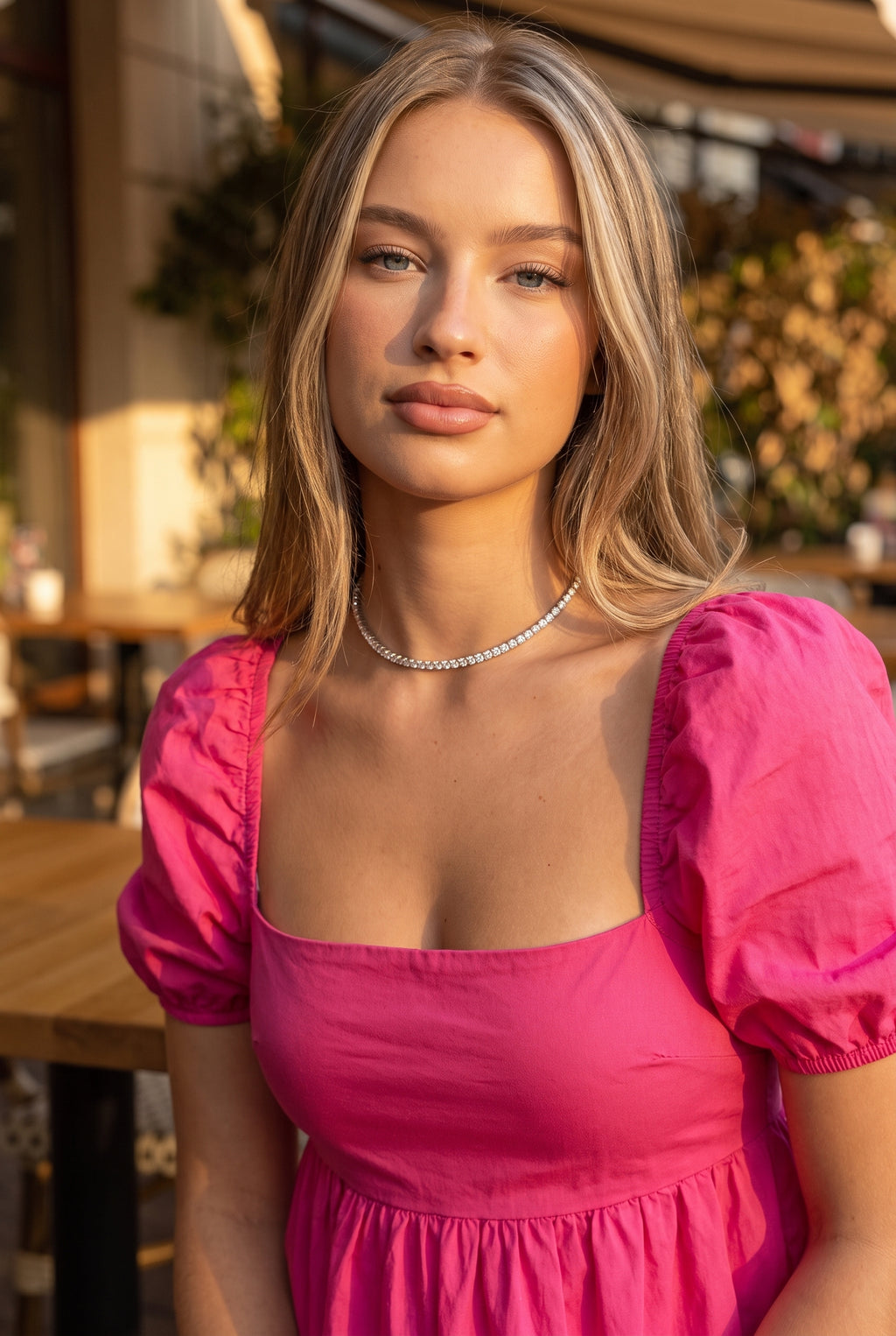 Nora Choker Necklace, Silver worn