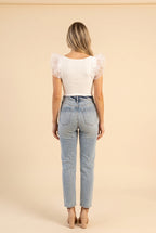 Not Afraid Ruffle Sleeve Square Neck Bodysuit, Back