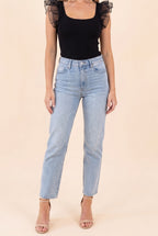 Not Afraid Ruffle Sleeve Square Neck Bodysuit, Black front