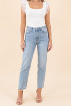 Not Afraid Ruffle Sleeve Square Neck Bodysuit, Front