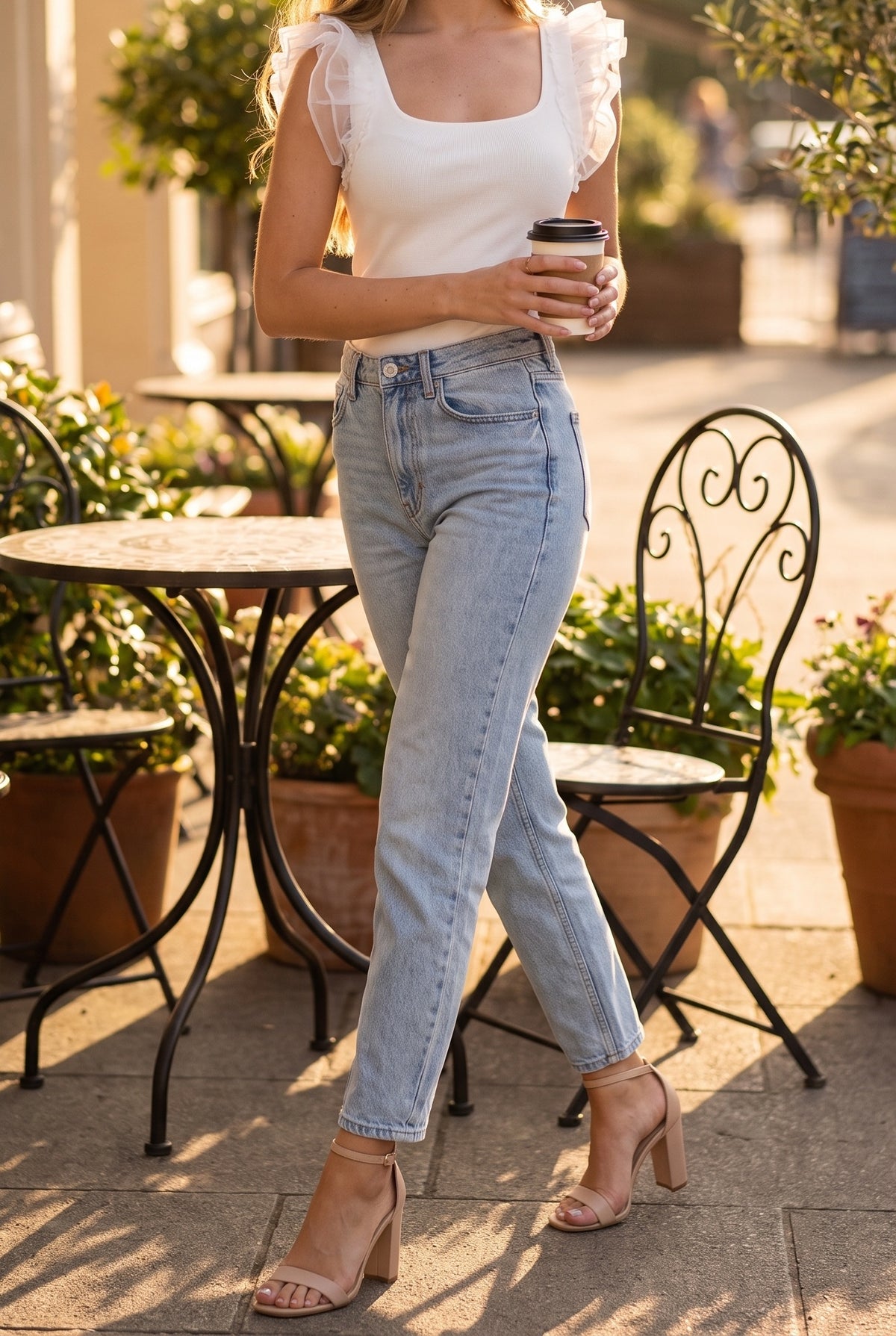 Not Afraid Ruffle Sleeve Square Neck Bodysuit, Lifestyle