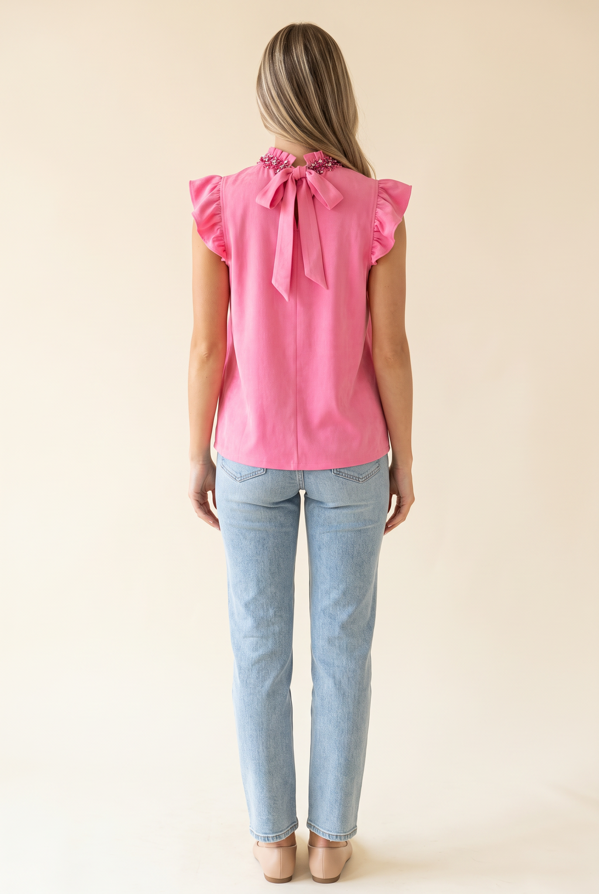 Now And Then Tie Back Suede Top, Back
