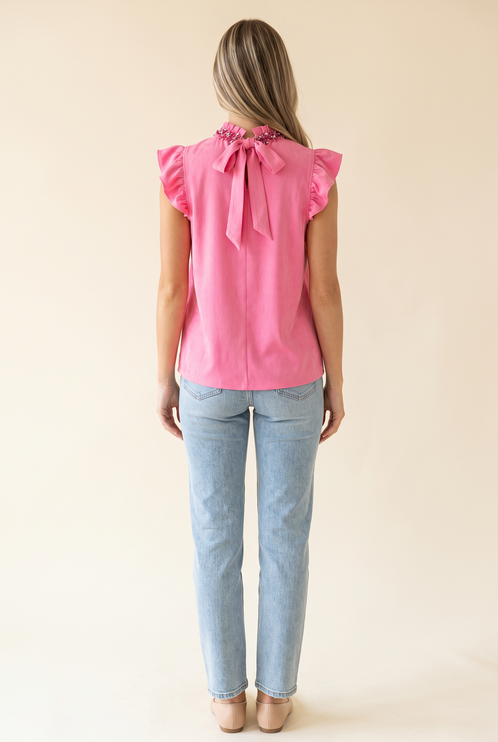 Now And Then Tie Back Suede Top, Back