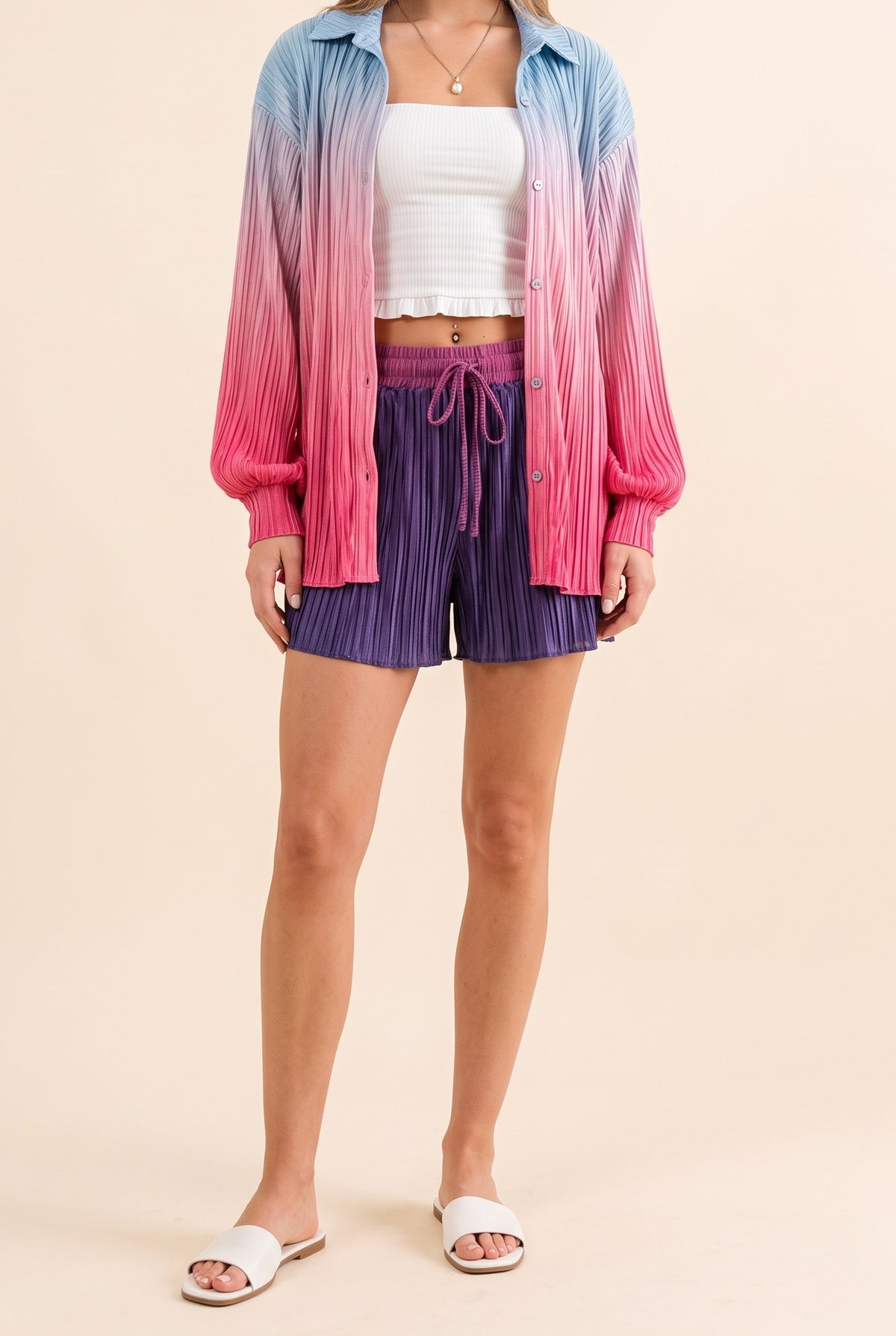 Now's The Time Ombre Shirt With Matching Shorts, Front