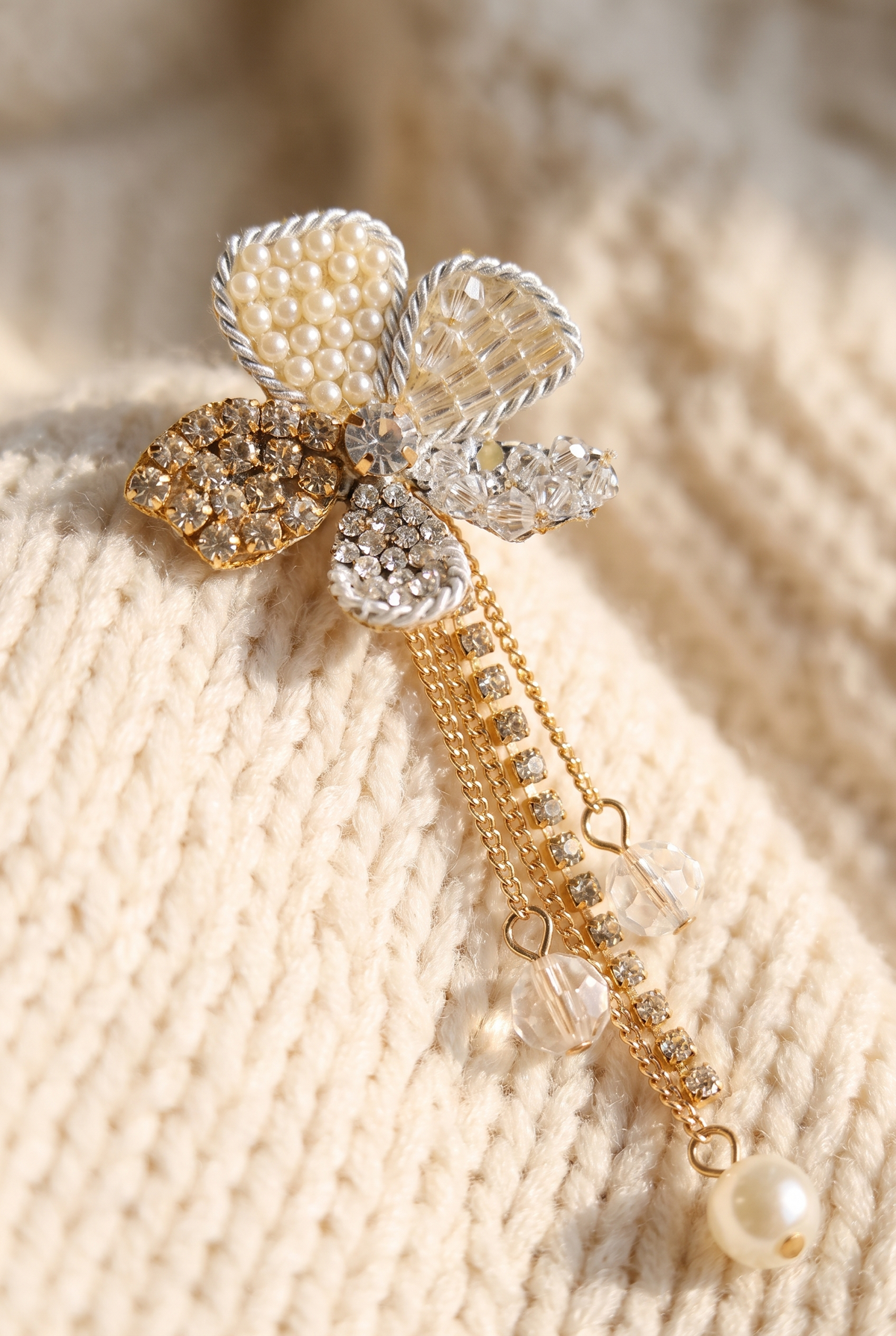 Orchid Flower Earrings, Detail