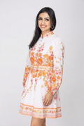 Sweet Sunshine Mock Neck Floral Border Mini Dress