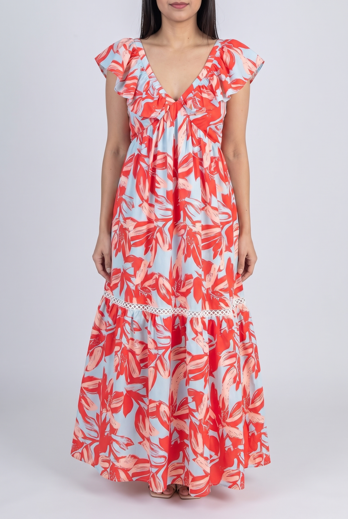 Painted The Sky Floral Maxi Dress, Front