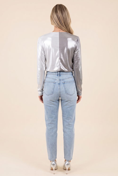 Party On My Mind Shimmer Color Block Bodysuit, Back