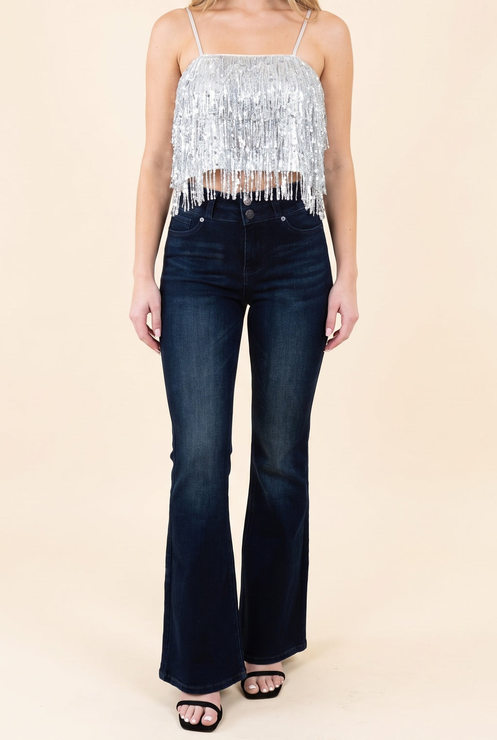 Party Perfect Sequin Tiered Cami, Front